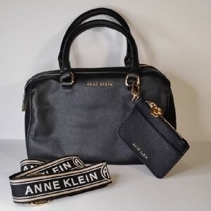 B-009 Anne Klein Black Satchel with Coin Pouch